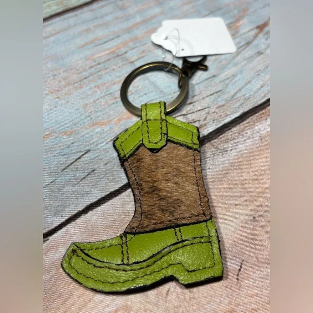 New Cowhide & Leather Cowboy Boot Keychain